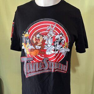 Space Jam Tune Squad Bugs Bunny Daffy Duck Taz Men's Black T Shirt Large Porky
